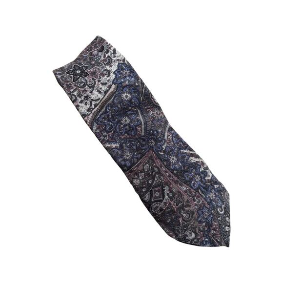 Damon Pastel Paisley Floral Vintage Silk Tie, Italian Silk Tie Light Blue, Cream - Picture 1 of 7